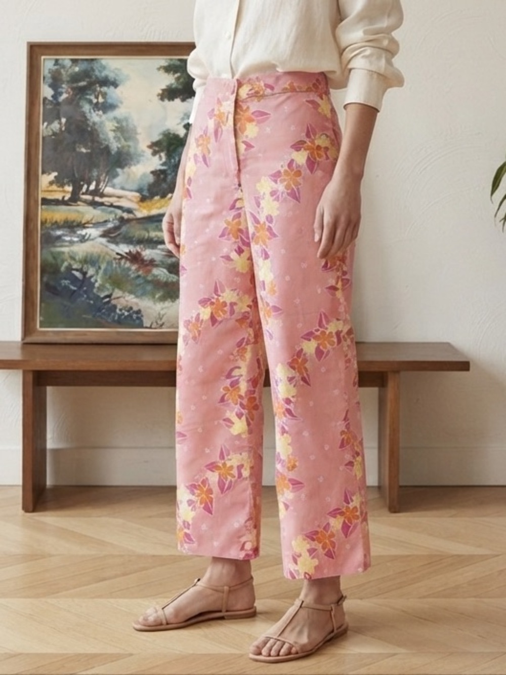 Lilly Pulitzer Vintage Y2K "Lei'd Back" Hawaiian Floral Pants, sz 0